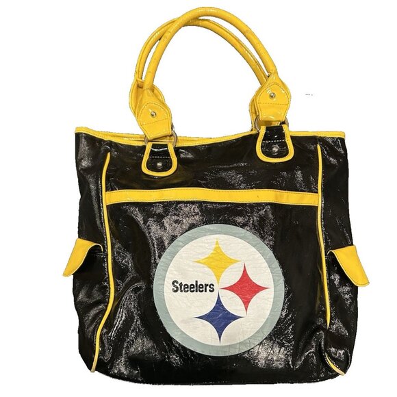 Pittsburgh Steelers Tote Bag NFL Football Vinyl Water Resistant Large Black Gold - Picture 1 of 15